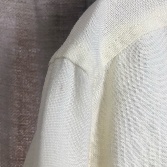 Vintage Yellow Floral Embroidered Linen Button Up Shirt Size Medium - Picture 4 of 9